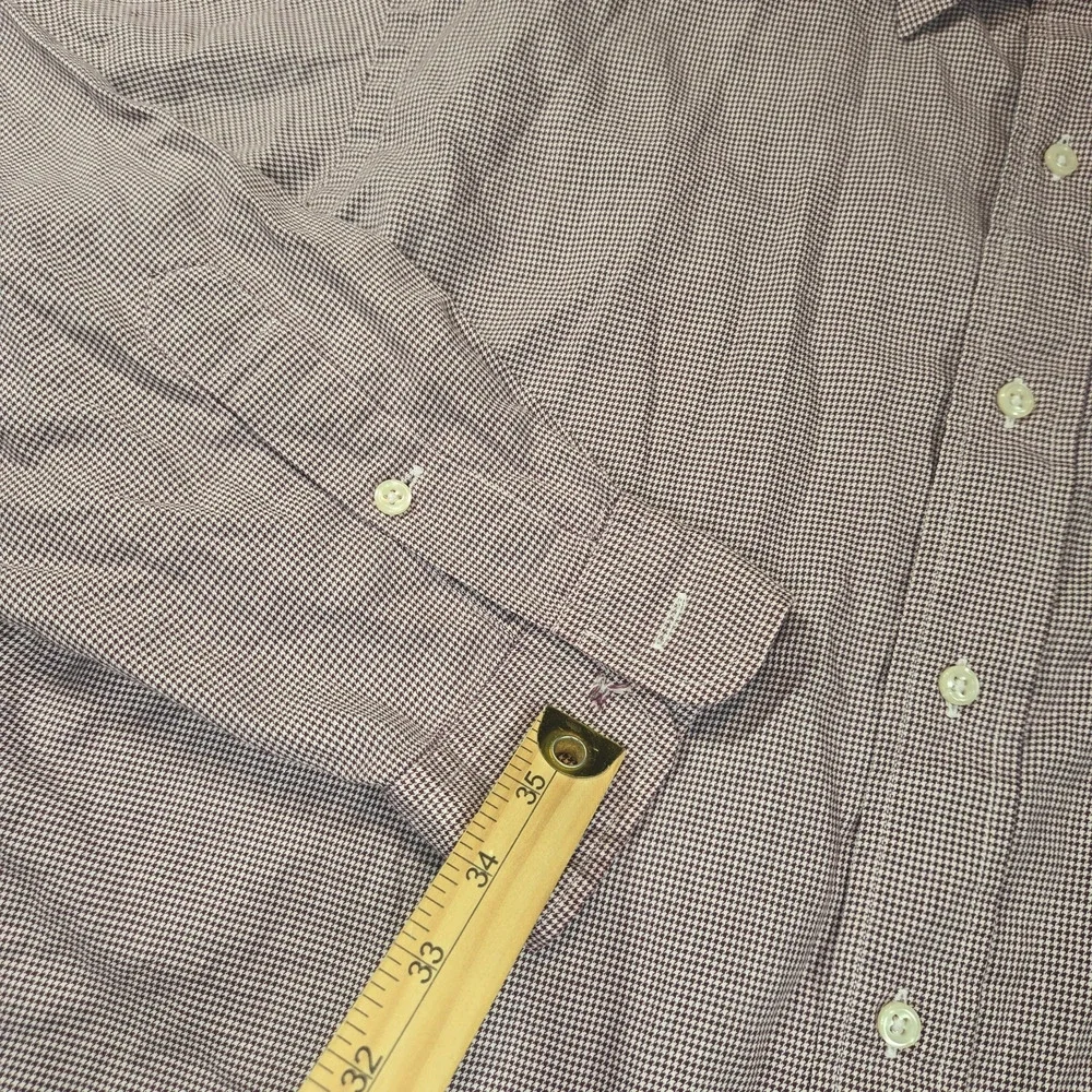 Polo Ralph Lauren Lowell Sport Shirt Mens L Burgundy Houndstooth Button Down
